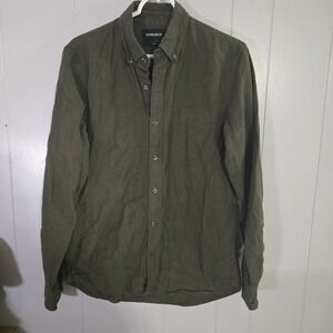 Bonobos Button Down Shirt Mens M Long Olive Green Slim Fit Cotton Long Sleeve